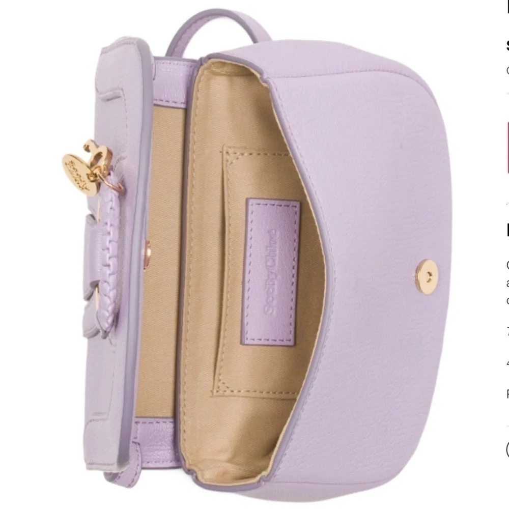 NWT SEE BY CHLOE LILAC Hana Flap Over Leather Crossbody New with Tag